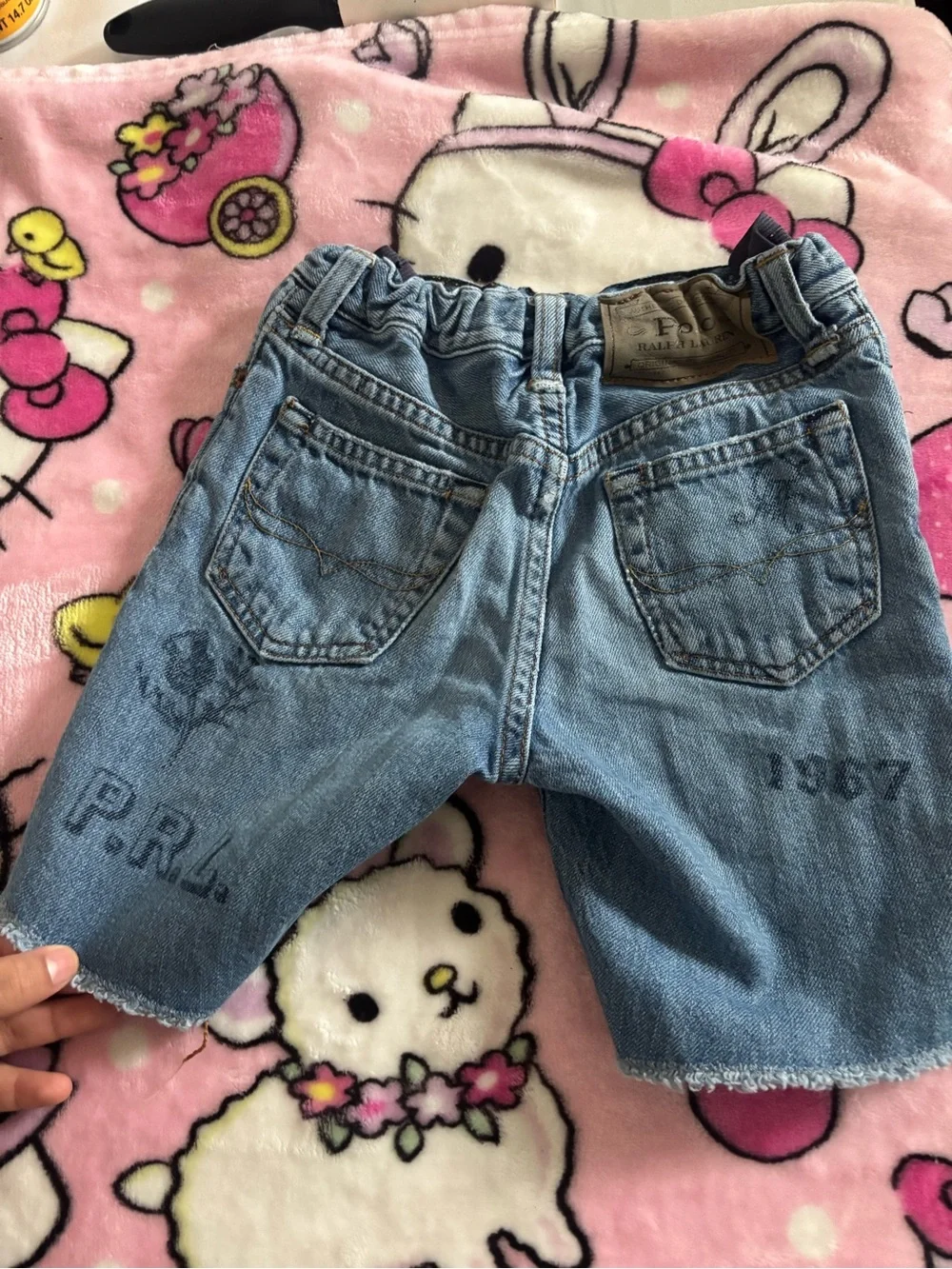 Ralph Lauren Light Blue Denim Kids Shorts in with Crest Accents